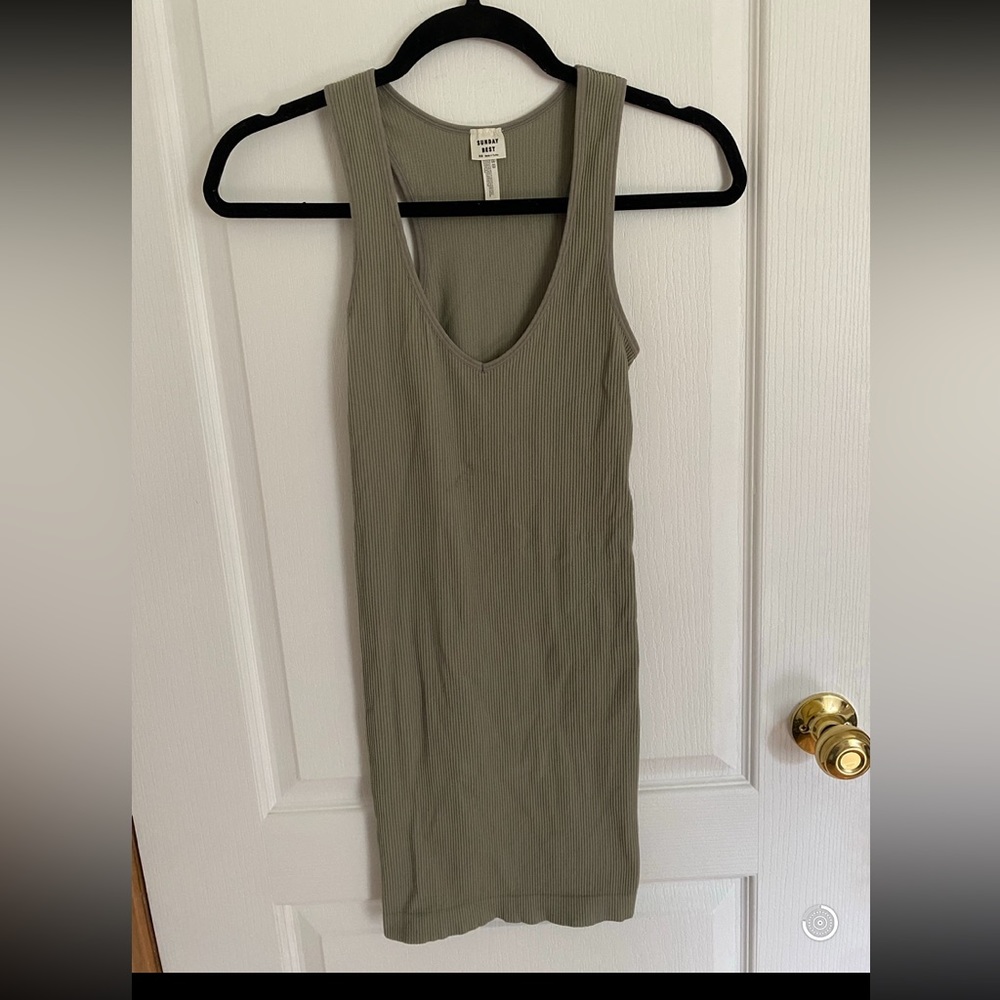 Olive green Sunday Best Ribbed Dress